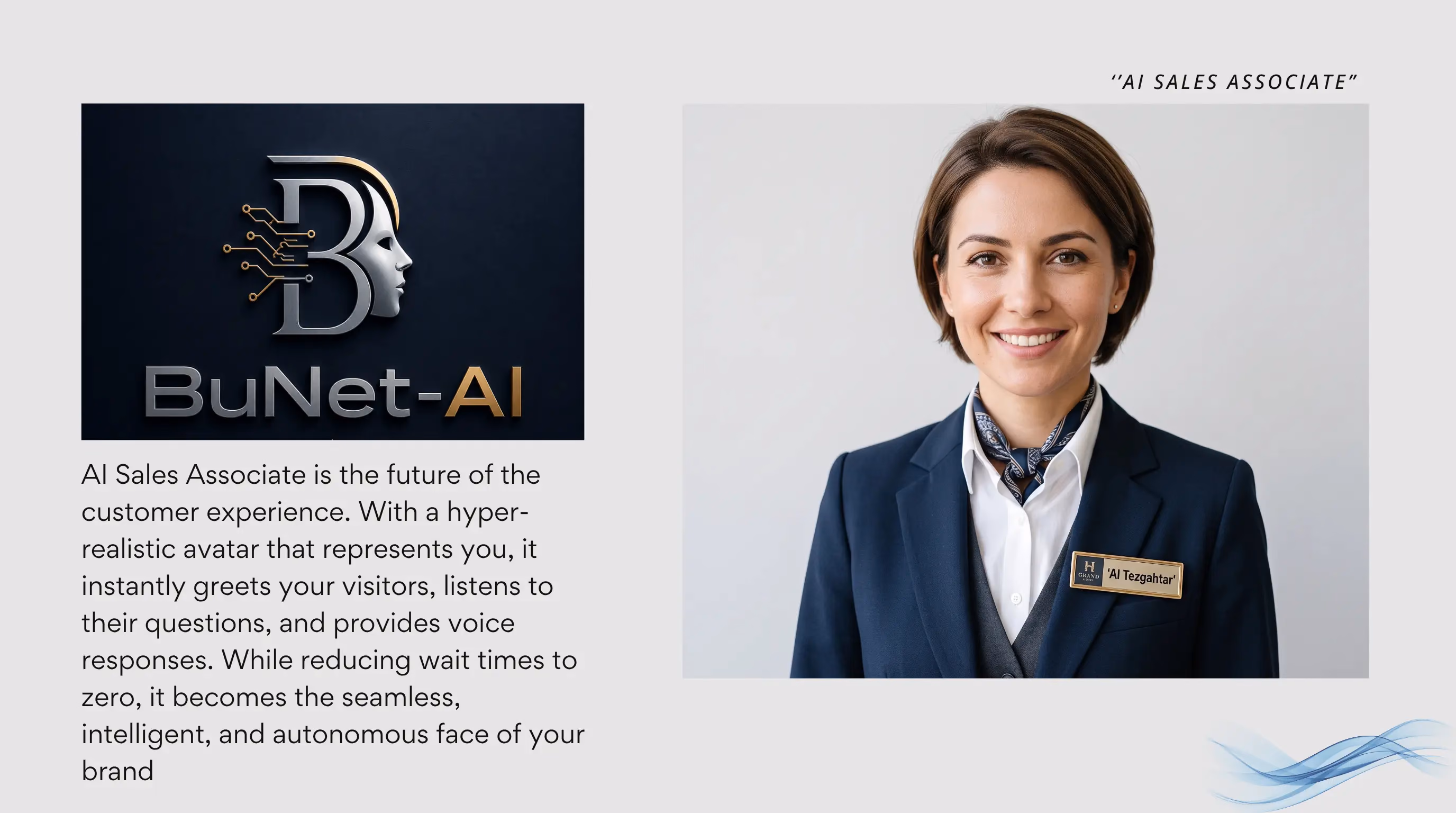 BuNet AI Avatar welcome screen